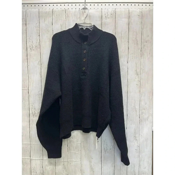 AMERICAN TALL MENS SIZE 2XL BLACK MOCK BUTTON NECK SWEATER NWT - Picture 1 of 12